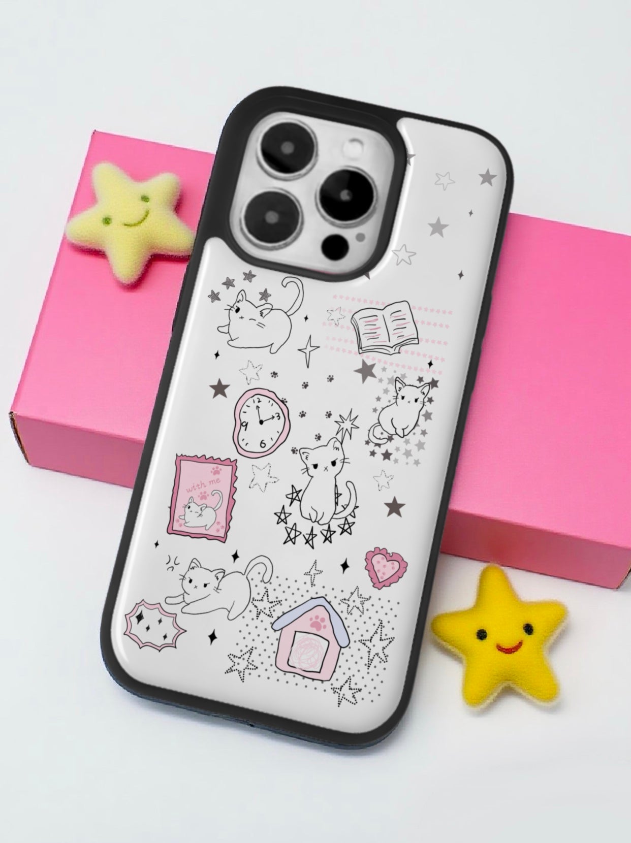 🎀 line art kitten 🐈⬛-Handmade resin drip iphone case