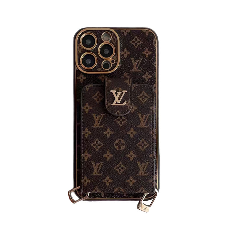 Advanced leather iPhone Case With Card Wallet And Strap