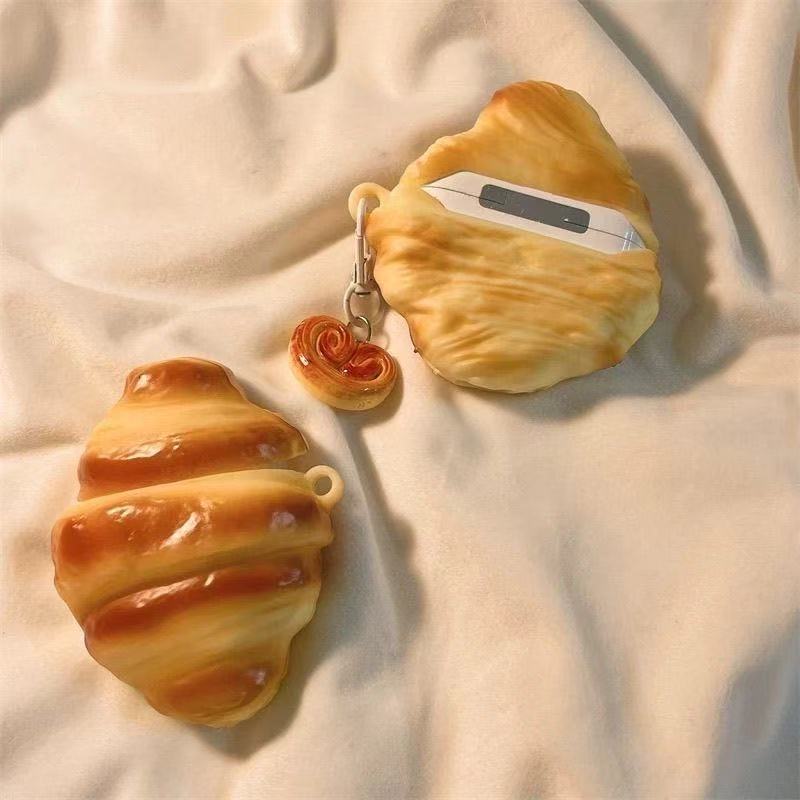 Milk flavor fun silicone 3D cow horn bread  Earphone Case