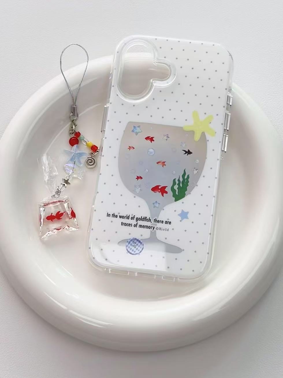 Wine glass goldfish bowl-iPhone Case