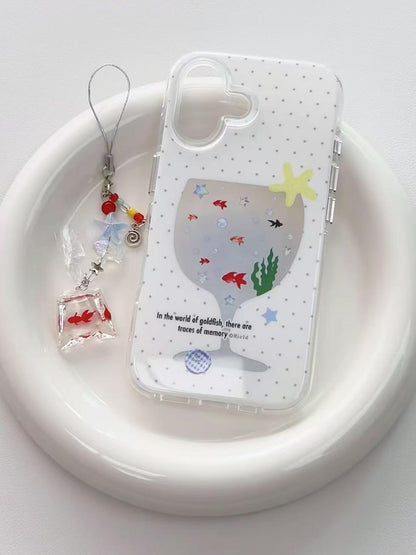 Wine glass goldfish bowl-iPhone Case