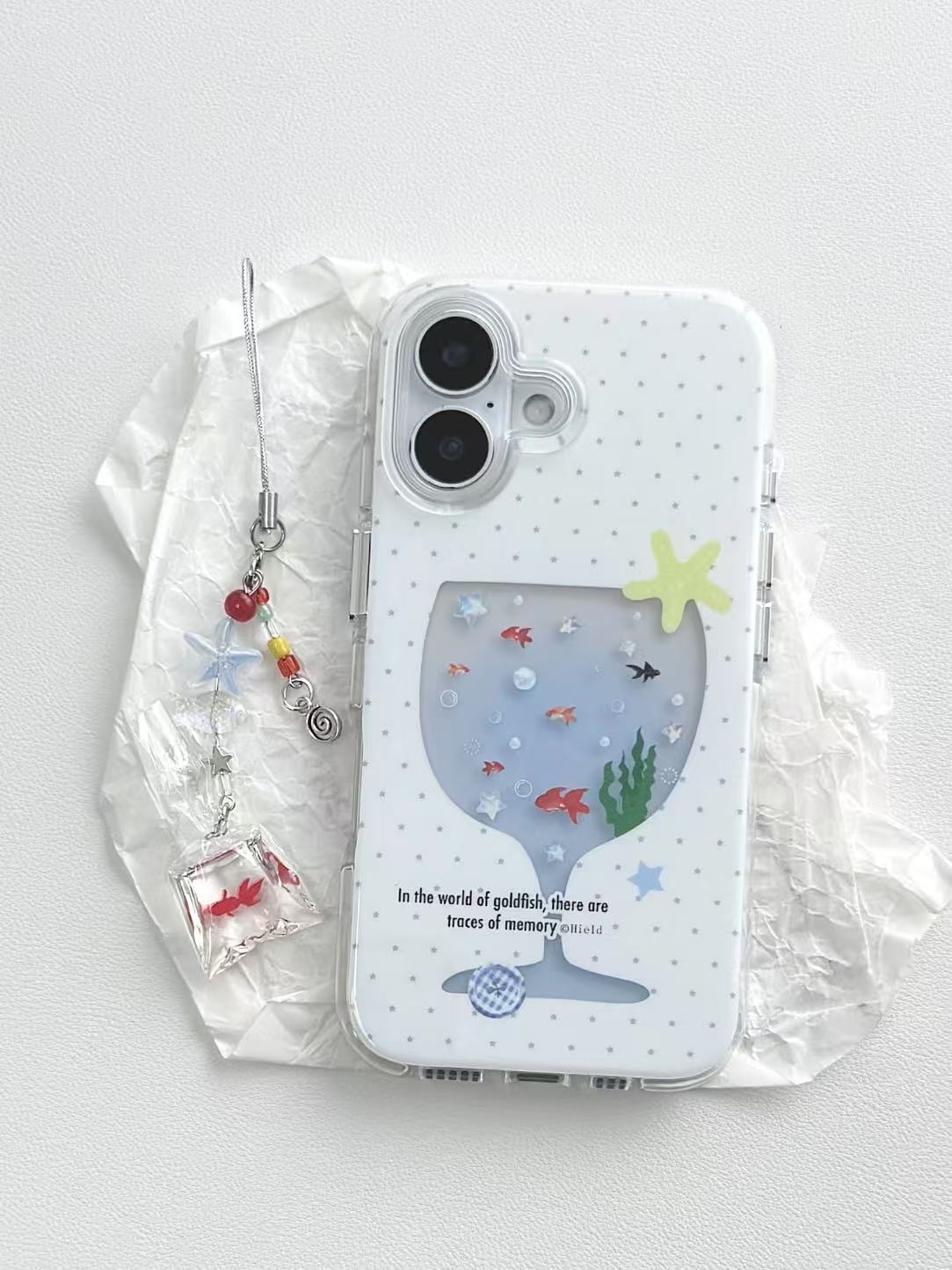 Wine glass goldfish bowl-iPhone Case