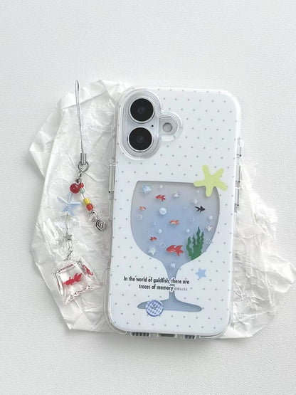 Wine glass goldfish bowl-iPhone Case