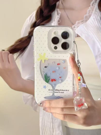 Wine glass goldfish bowl-iPhone Case