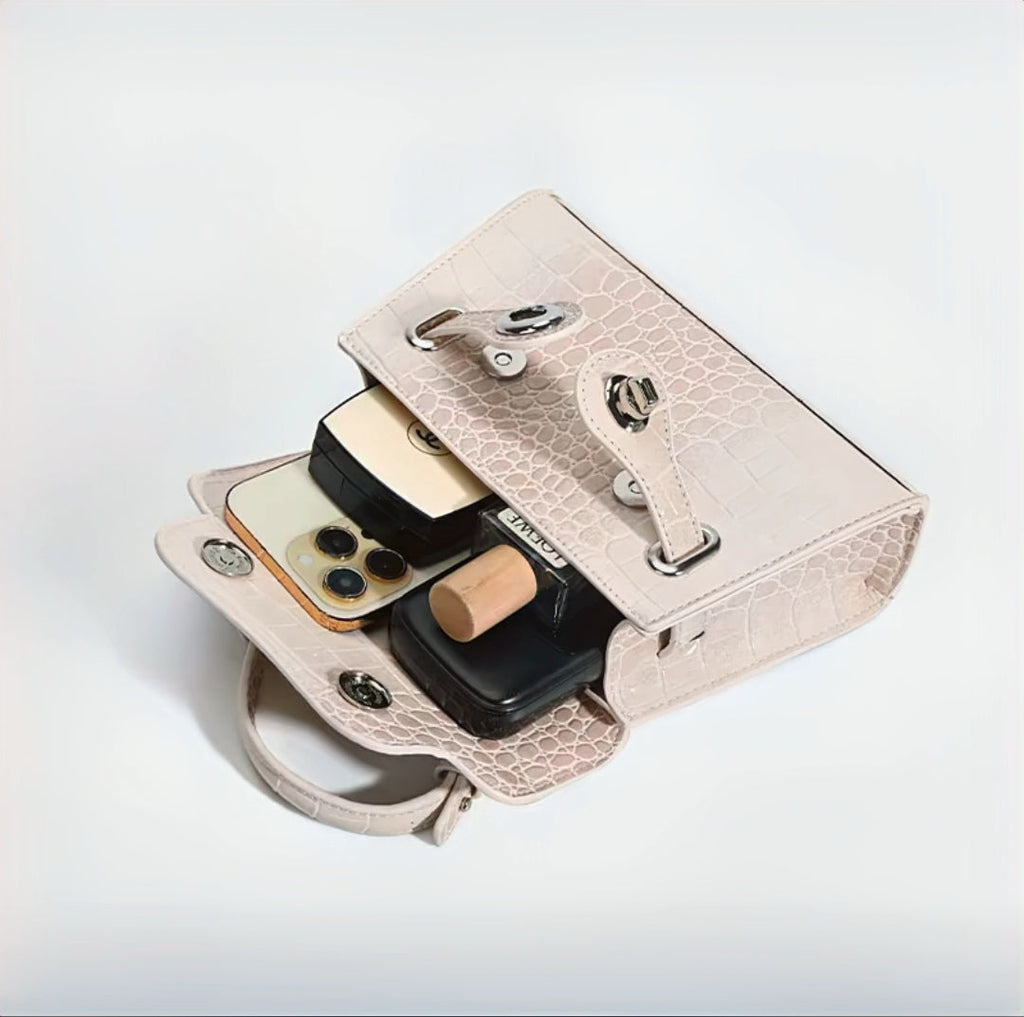 Crocodile-Print Light Luxury Kelly Bag