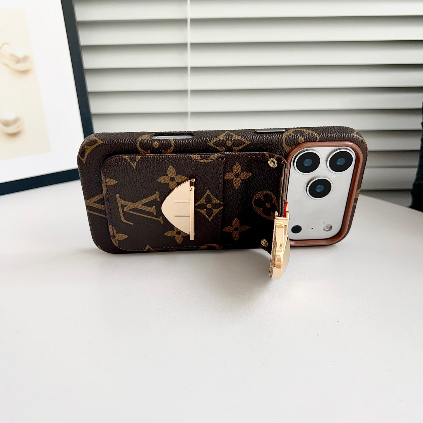 Luxury Crossbody iPhone Case with Card Pocket & Detachable Strap