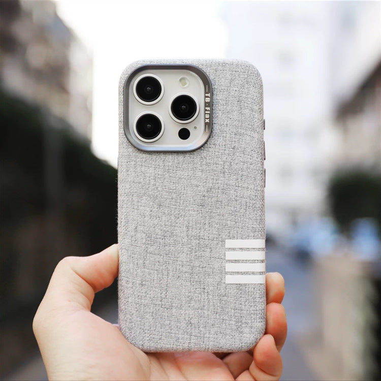 Premium vintage linen fabric magnetic phone case for iPhone