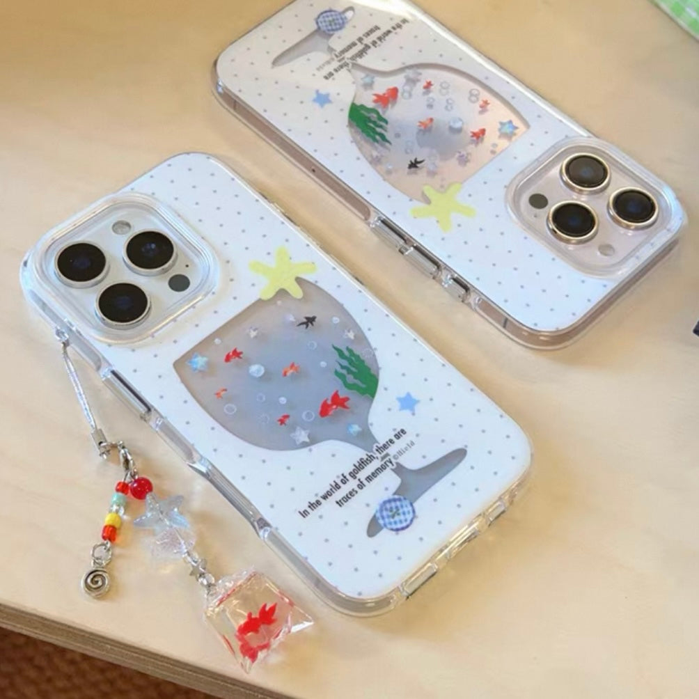 Cute Wave Point Short footed Cup Blue Dyeing Fish Tank🐟🫧Phone Case (No Shipping Costs Worldwide)