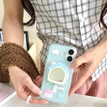 Transparent blue house iPhone case