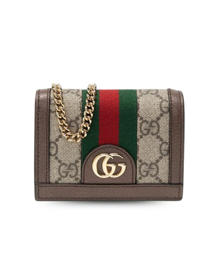 Ophidia GG Card Case Wallet Supreme Canvas Beige For Women‎ 4.3in/11cm 523155 96IWG 8745