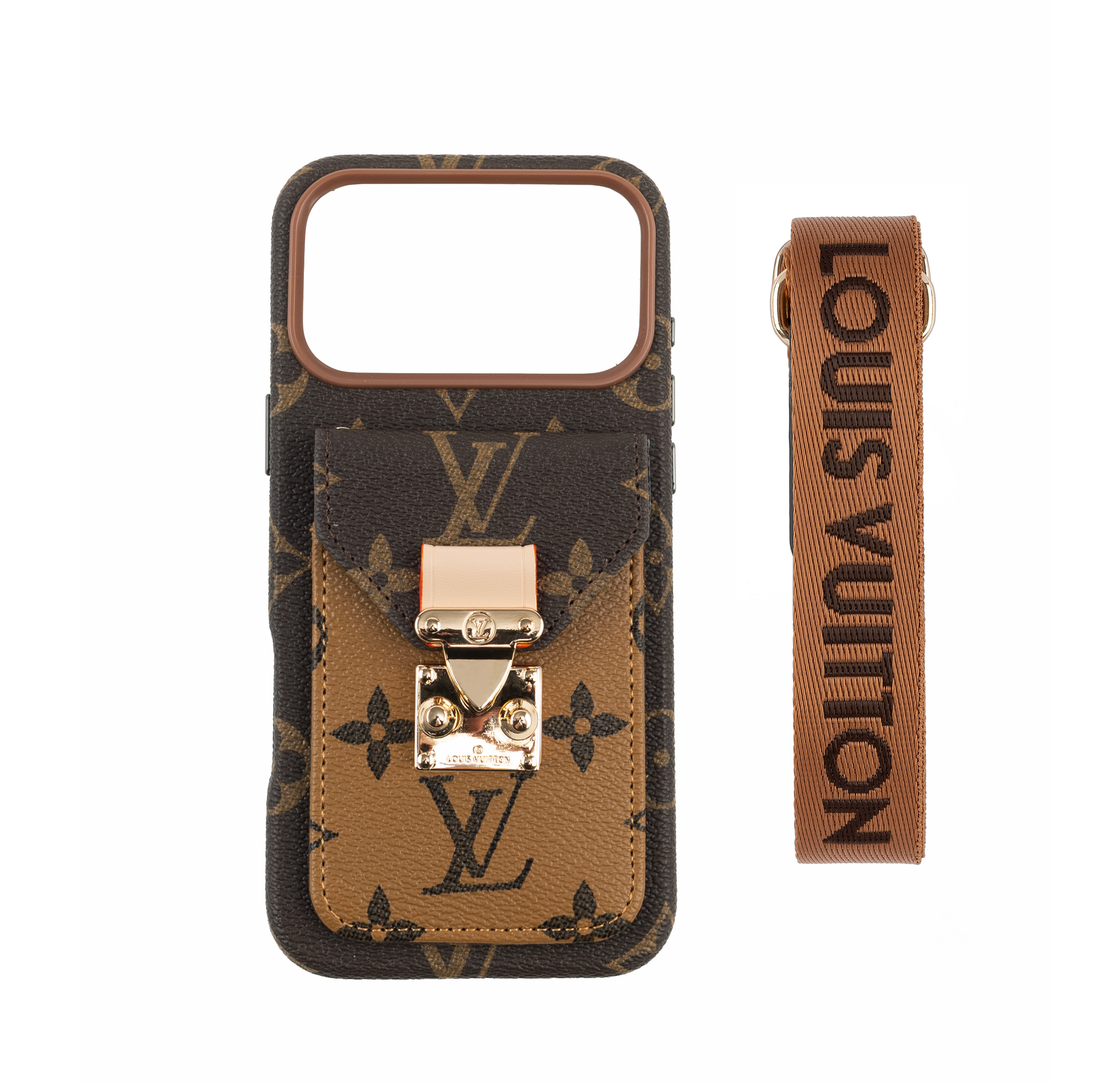 Luxury-Inspired Leather Card Pocket iPhone Case