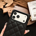 Luxury Quilted Wallet iPhone Case with Tassel & Gold Clasp