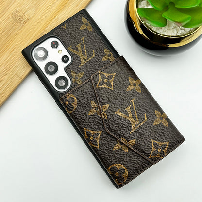 Luxury Brand Leather Wallet Card Holder Case For Samsung Galaxy S25/24/23 Series