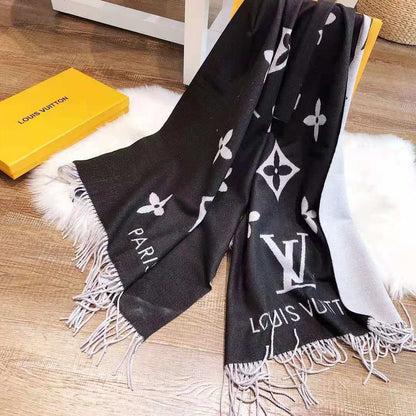 Luxury Reversible Monogram Knit Scarf