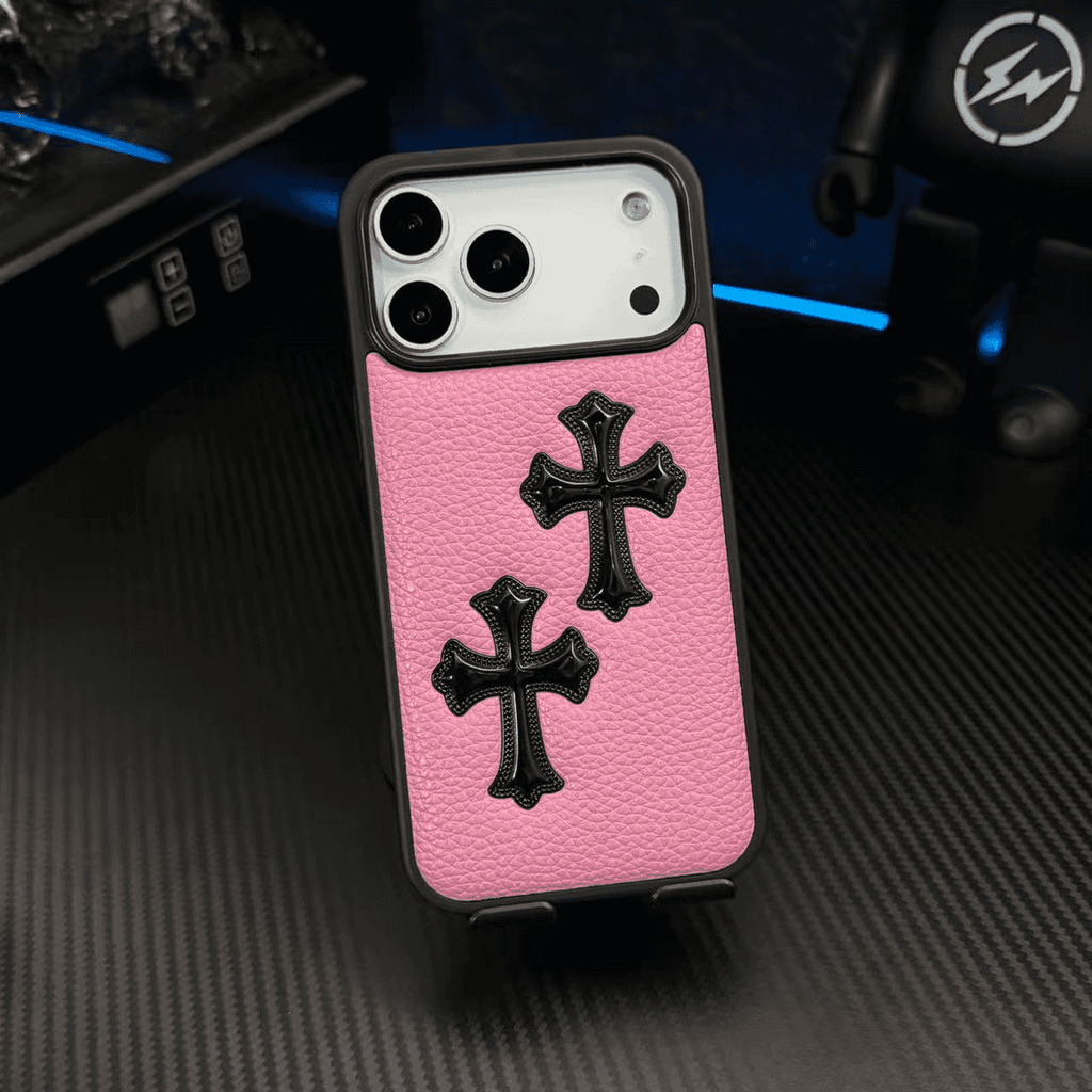 3D Cross Embossed Leather Texture Phone Case — Shockproof Protective Cover